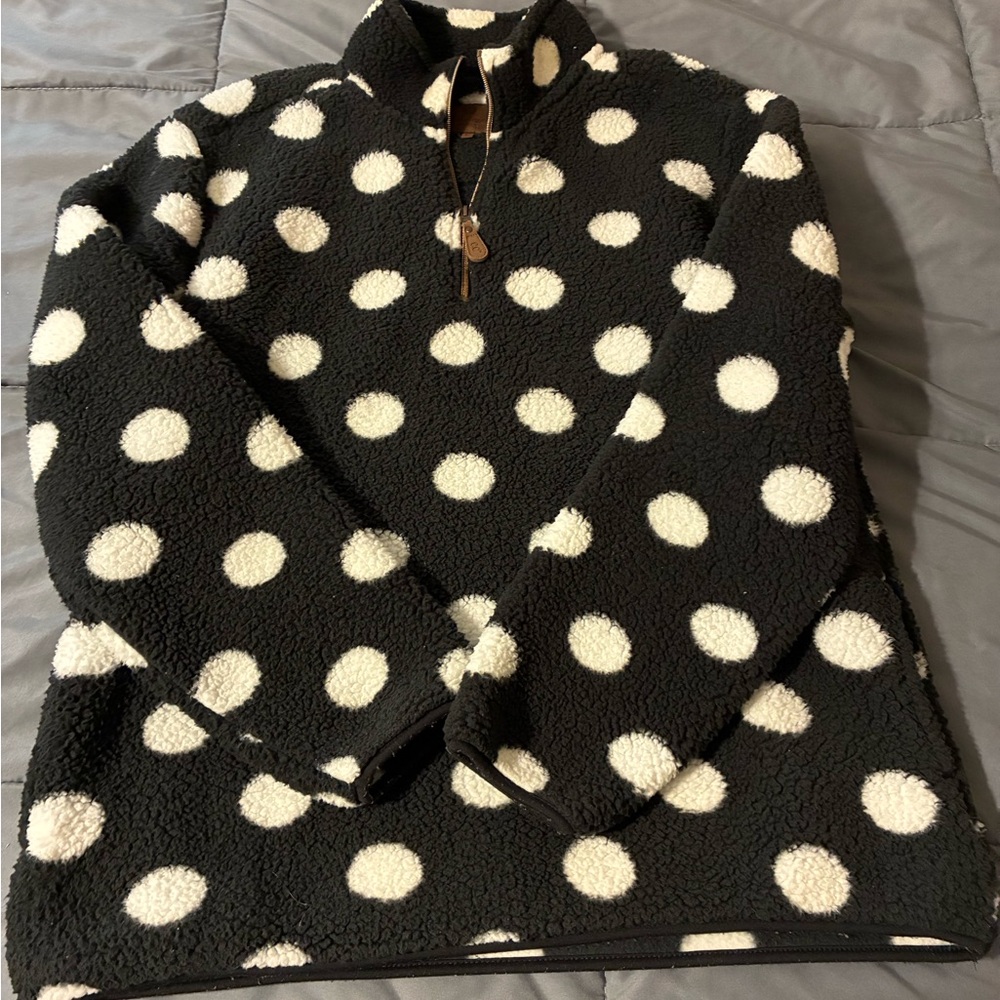 C.C Black and White Polka Dot Sherpa Pullover